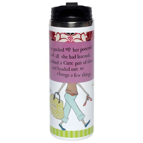 Santa Barbara Design Studio Curly Girl Design, 12-Ounce Double-wall Stainless Steel Travel Mug, She Packed Up Her Potential