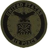 USAF Air Force Military Embroidered Iron On Patch - SUBDUED Green Eagle Crest Logo Applique