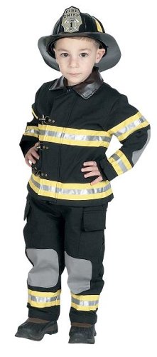 Childrens Toyshop  Toys : Jr. Fire Fighter Suit with helmet, size 4/6 (black)