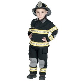 Jr. Fire Fighter Suit with helmet, size 4 6 (black) by Aeromax
