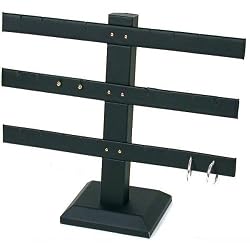 12 Pair Earring T Bar Black Leather Showcase Display