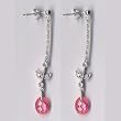Pink Briolette Flowerpot Silver CZ Earrings