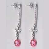 Pink Briolette Flowerpot Silver CZ Earrings
