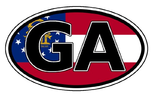 Georgia US GA on State Flag Car Bumper Sticker Decal Oval