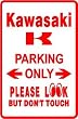 KAWASAKI PARKING motorcycle sports sign