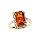 14K Yellow Gold 1 5 ct. Diamond and 3 3 4 ct. Madeira Citrine Ring