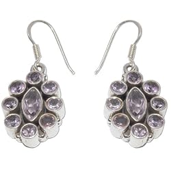 Long Earings Sterling Silver Amethyst Jewelry 1.5 inches (erg111)