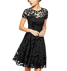 Sexy A-line Illusion Pleated Lace Cocktail Above the Knee Short Sleeves Mini-SILHOUETTEClub Dress/Party Dress/Mini Dress 