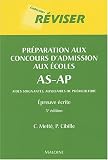 Pr�paration aux concours d'admission aux �coles AS-AP ( aide soignat(e)s et auxiliaires de pu�riculture) : Epreuve �crite
