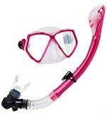 Body Glove Scuba Diving Snorkeling Purge Mask and Dry Snorkel Set, Pink, with Purge