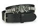 Apparel : Snap On Pirates Skull Cross Bones and Silver Rectangular Studded Stitching-Edged Leather Belt
