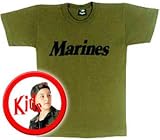 Kids Marines T-Shirt, Olive, Kids Medium