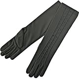 GREY LONG JERSEY KNIT LADIES BEAD TRIM GLOVES