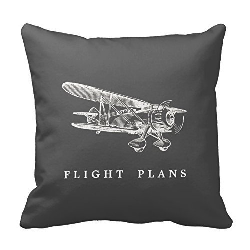 CottonHouse Vintage Airplane, Flight Plans Cotton Throw Pillowcase