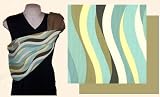 Chic Papoose Pouch Style Baby Sling with Tan/Yellow/Blue Waves w/Tan Reverse PETITE