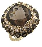 Smoky Color Quartz CZ Right Hand Ring