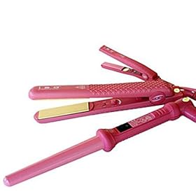 Iso Hair Styling Set: Straightener, Curling Iron & Mini Straightener "Pink"+Itay Beauty 8 stack "Carribean Samba"