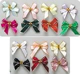 Gold Trimmed Tiny Grooming Bows with Elastic Hairband - The Perfect Touch - Bag of 25