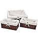 Household Essentials ML-7021 Set of Three Wicker Storage Baskets with Removable Liners | Paper Rope Dark Brown Stain