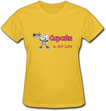 Tee Center Cupcake in My Life T-shirts Women Cotton Yellow S