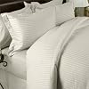 Egyptian Linens 1200-Thread-Count Egyptian Cotton 4pc 1200TC Bed Sheet Set, California King, Ivory Damask Stripe 1200 TC