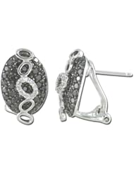 14K White Gold 1.82ct Multiple Ovals Pave Set Black Diamond Huggie Earrings