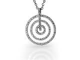 18K White or Yellow Gold 16 Cable-Chain Necklace, Set with a Sliding Concentric Circles Pendant, Enhanced with Pave Set Diamonds. ( 0.75 cttw, GH Color, SI Clarity)