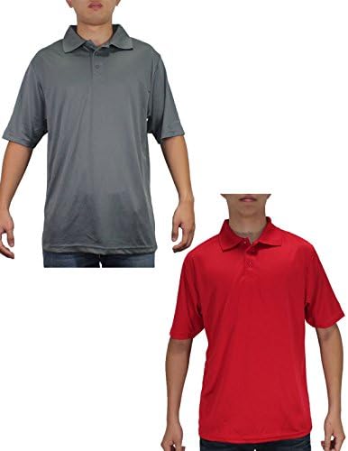(Pack of 2) Reebok Mens Athletic Short Sleeve Dri-Fit Athletic Golf Shirts XXL Grey & Red