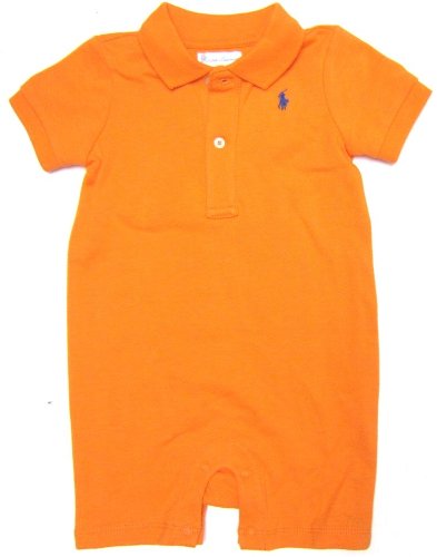 Ralph Lauren Baby Boy/ Girl Shortalls in Orange, Blue Pony