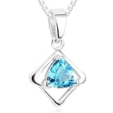 Trillion Cut Swiss Blue Topaz Pendant Necklace Sterling Silver