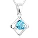 Trillion Cut Swiss Blue Topaz Pendant Necklace Sterling Silver