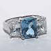 Silver Aquamarine Blue Simulated Diamond CZ Ring S10