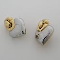 Estate Bulgari 18k Two Tone Gold Heart Earrings