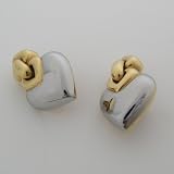 Estate Bulgari 18k Two Tone Gold Heart Earrings