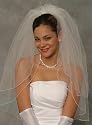 Two-Tier (Blusher) Elbow-Length Pencil Edge White Bride's Veil