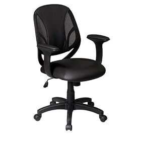 Office Star Screen Back Managers Chair with Black Urethane and Mesh Seat by Office Star