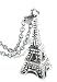 Adorable 3d France Eiffel Tower Charm Necklace Silver tone