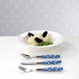 3 Piece Children's Cutlery Set Blue Polka Dot
