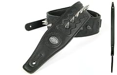 Black 'Biker Series' Leather Guitar Strap for Electric/Acoustic/Bass Guitar
