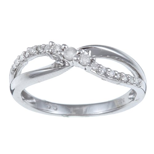 10k White Gold 1/4 TDW Bypass Pave Diamond Ring (G-H, I1-I2)