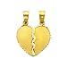 14K Yellow Gold Small Couple Broken Heart Charm Pendant