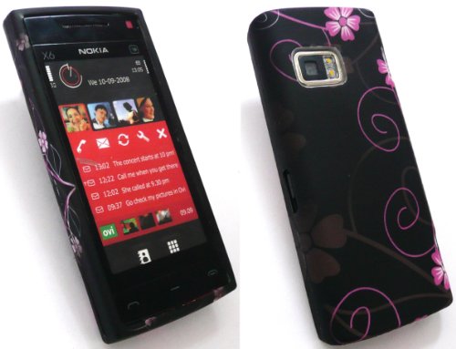 New to EMARTBUY NOKIA X6 SILICON CASE/COVER/SKIN PINK PANSIES Just Check the 