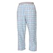 Baby Blue and white tartan plaid check flannel cotton pants for lounging, sleep, sports. Unisex relaxed fit, exposed elastic waist