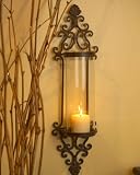 Large Glass/Iron Wall Candle Sconce