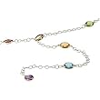 Sterling Silver and 14K Yellow Gold Multicolor Gemstones Necklace - 38"