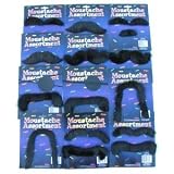 12 Self Adhesive Fake Moustaches Halloween Costume Party Gag-Assorted Shapes and Sizes