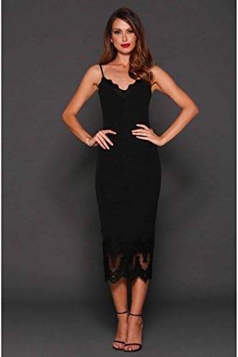 Elle Zeitoune Jacqueline Black Lace Trimmed Little Black Dress (US6 UK10)
