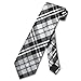 Vesuvio Napoli NeckTie Black Gray White PLAID Design Men's Neck Tie, Black Grey White, One Size