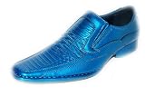 WOW!! METALLIC BLUE EXOTIC TEXTURED SHOW STOPPER DESIGNER SHOES FOR MEN. Custom Exotic Uppers Designed by GIORGIO BACCINI by AMERICAN SHOE FACTORY