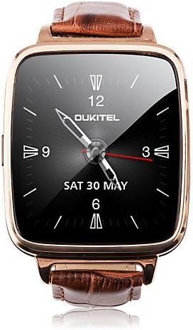OUKITEL A28 MT2502A 1.54 Inch IPS Bluetooth 4.0 Smart Watch Heart Rate Monitor Support Health Tracking , leather strap-brown+champagne